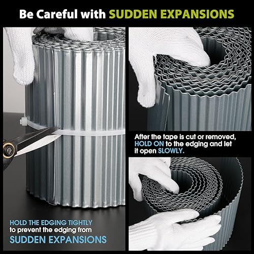 Miniatura 7 de Worth Bordes de jardín estrechos corrugados, 6 pulgadas x 20 pies, resistentes bordes de acero galvanizado para paisaje, tiras largas de borde de