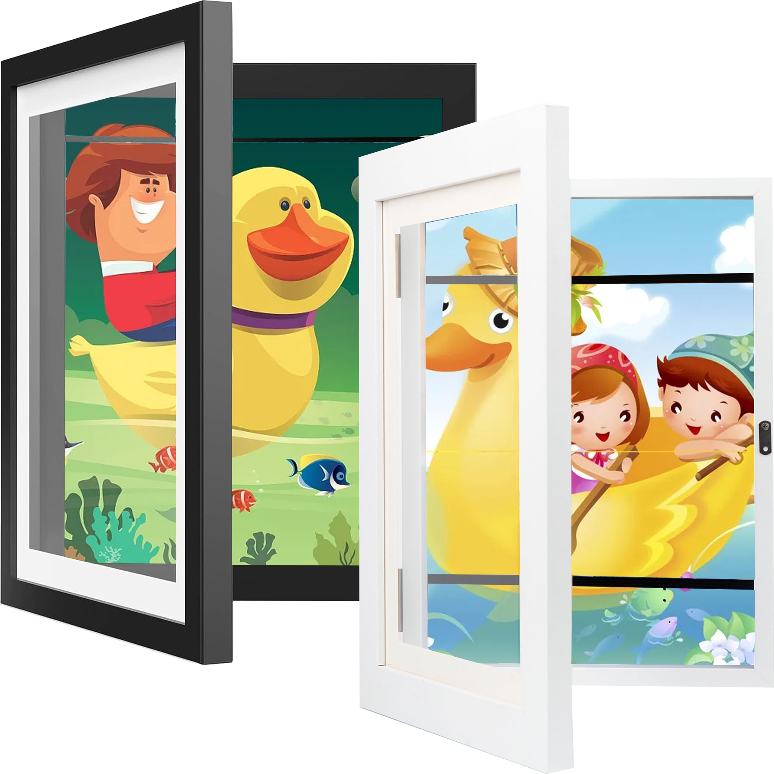 Photo 1 of [9X12] Kids Art Frames,2Packs Front Opening Kids Artwork Frames Changeable,Holds 150Pcs,Storage Frame With White Rows Display Children's Artwork,Drawing,3D Picture,Photo,School Picture For Black & White, 2 Pieces