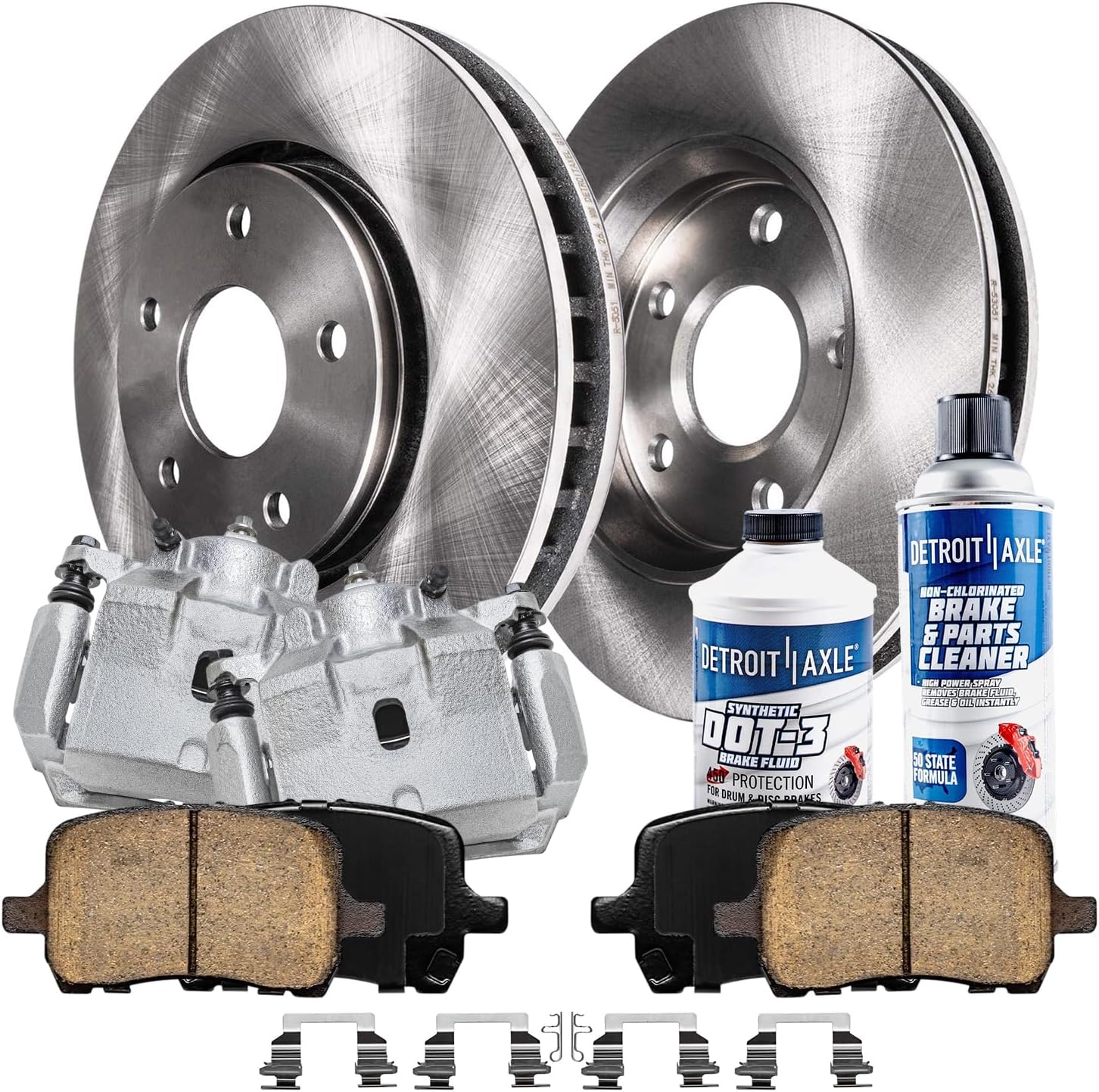 Detroit Axle - Front Brake Kit for 04-05 09-12 Chevy Malibu, 06-10 Pontiac G6, 07-09 Saturn Aura, Disc Brake Rotors Brake Calipers Ceramic Brakes Pads Replacement: 11.65 inch Rotors