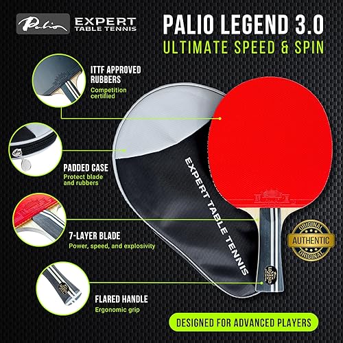 Miniatura 2 de Palio Legend 3.0 - Raqueta y estuche de tenis de mesa  Pala de ping pong avanzada aprobada por la ITTF  Máxima potencia, velocidad y giro