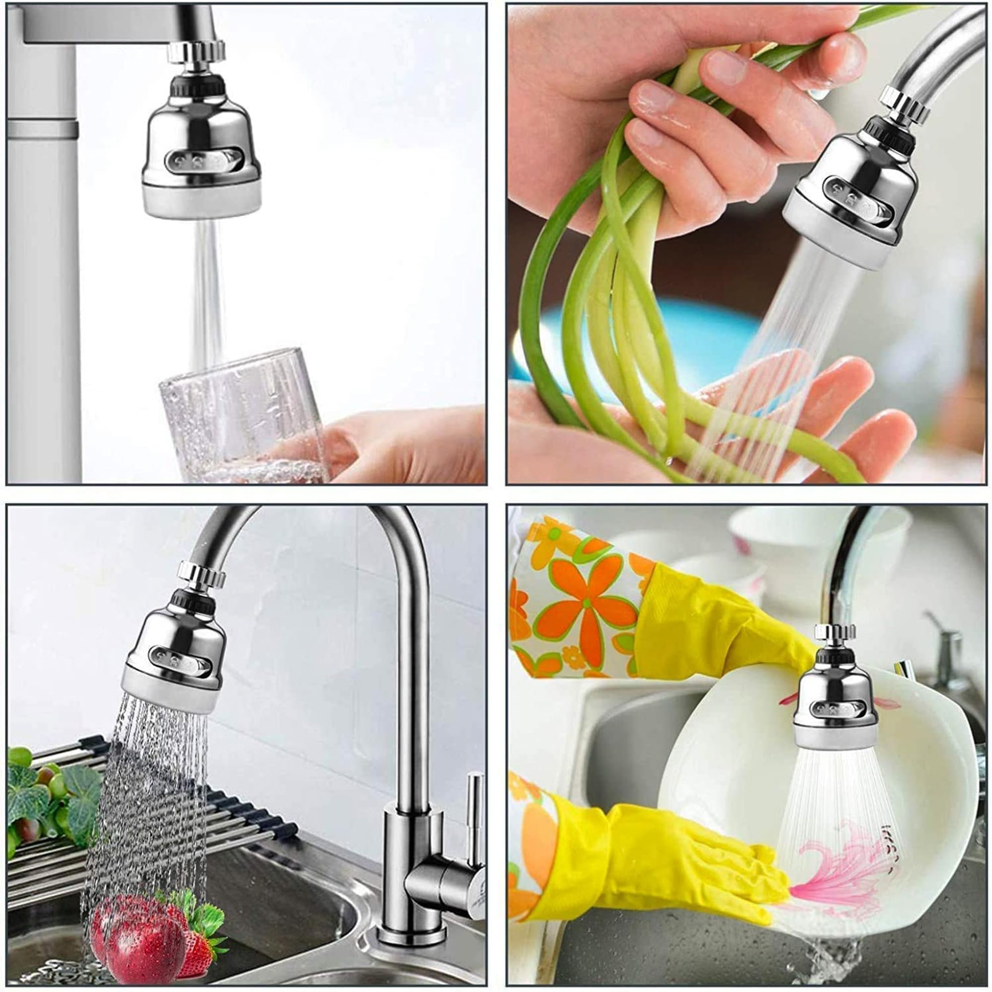 ARQIVO® 360 Degree Swivel Faucet Tap Aerator - Adjustable 3 Mode Water Saving ABS Plastic Splash Proof Nozzle Filter for Bathroom Kitchen (Short) 2