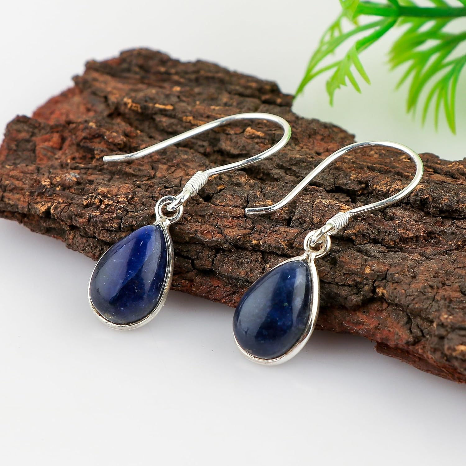 925 Sterling Silver Bezel Dainty Earrings, Natural Gemstone Cabochon, Handmade Lightweight Bohemian Jewelry, Healing Crystal, Hypoallergenic Statement Earring Gift for Women - Image 5