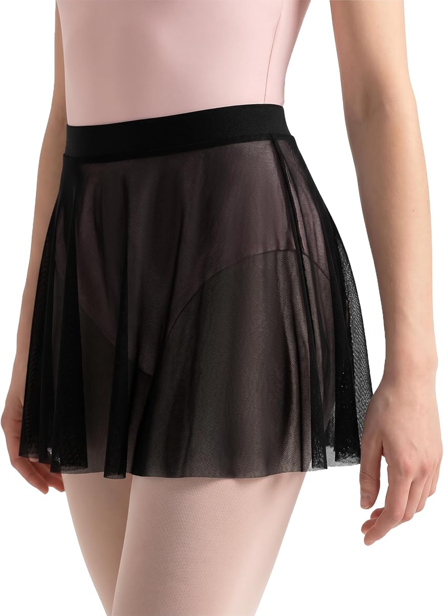 Stelle Women Ballet Skirt Chiffon Wrap Skirt Pull On Mesh Sheer Dance Skirt