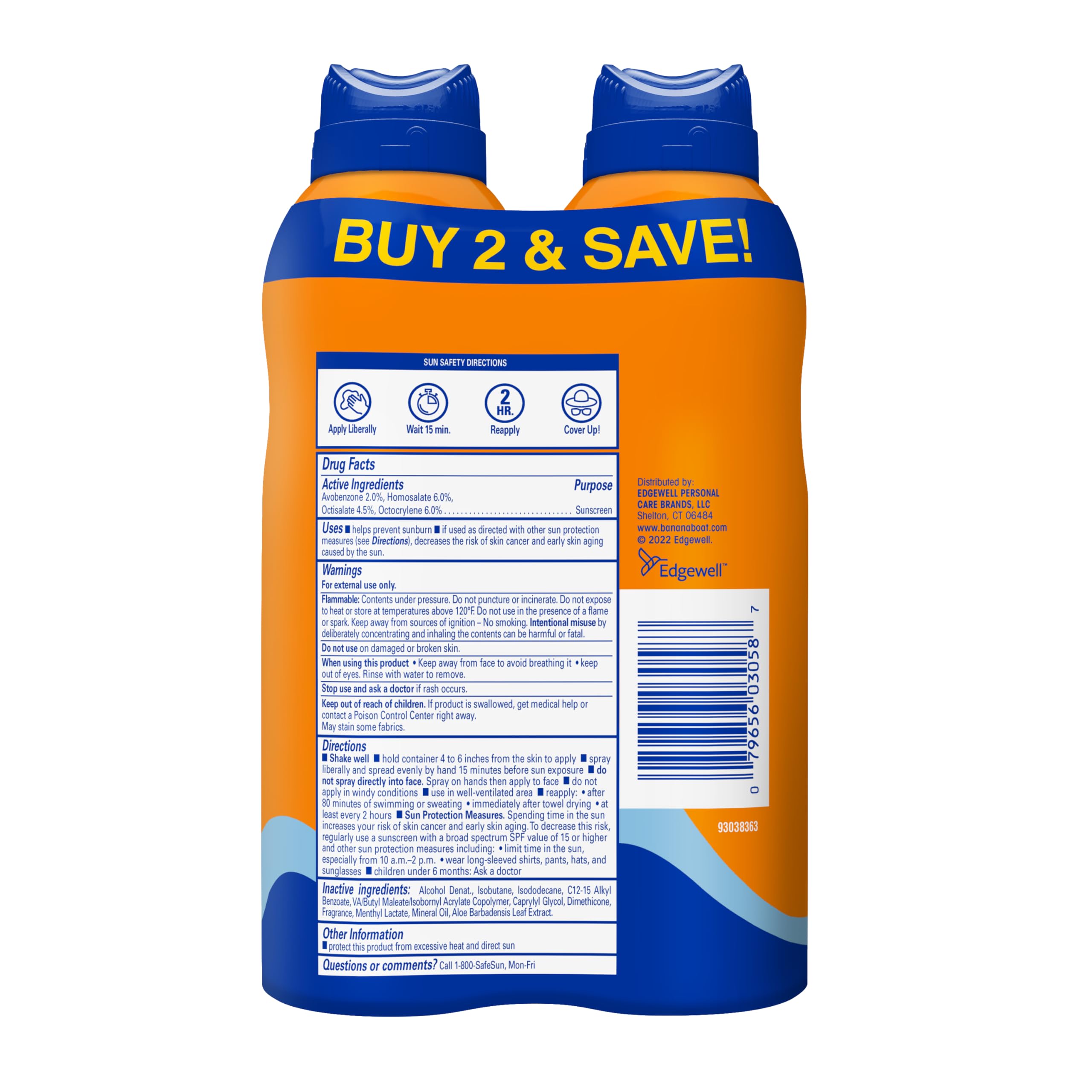 Banana Boat Cool Zone SPF 50 Broad Spectrum Sunscreen Spray Twin Pack