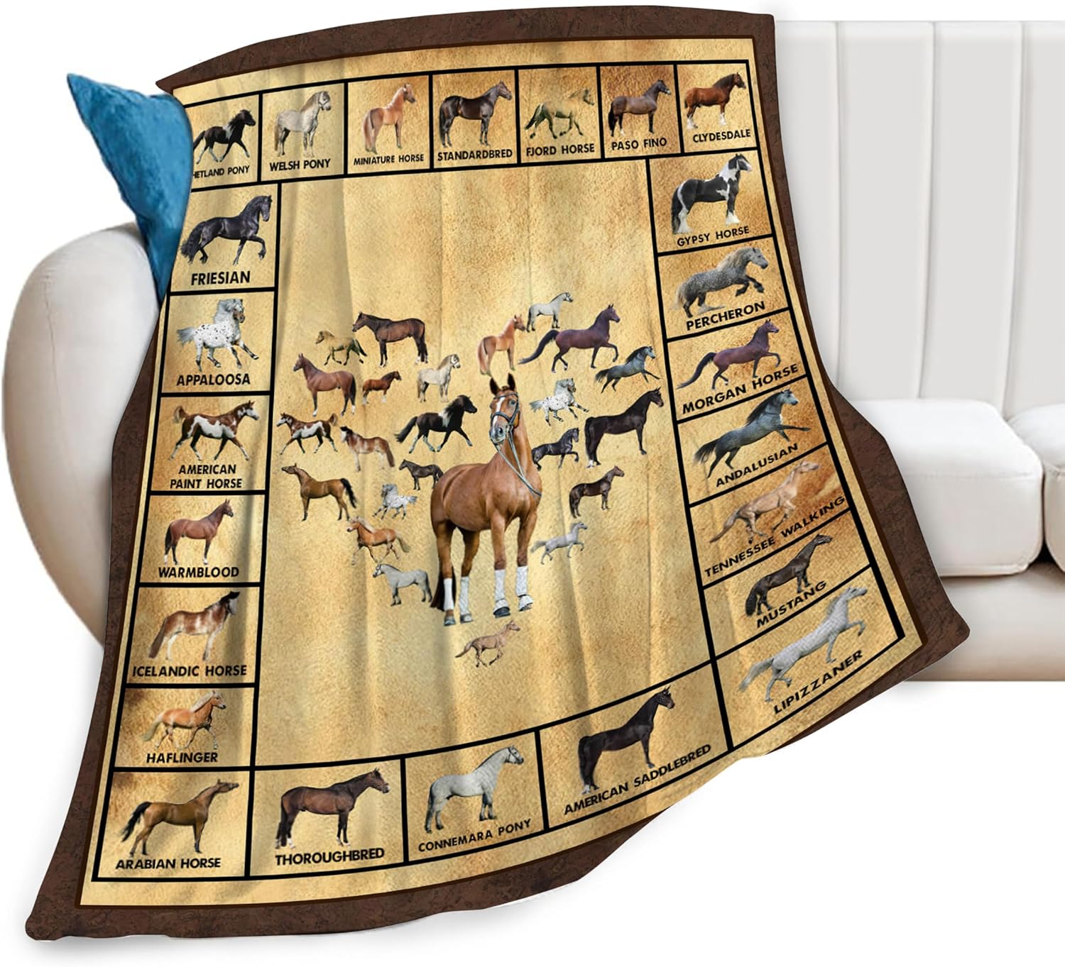 Horse Blanket for Women Man Horse Throw Blanket Horse Theme Bedroom Decor Fuzzy