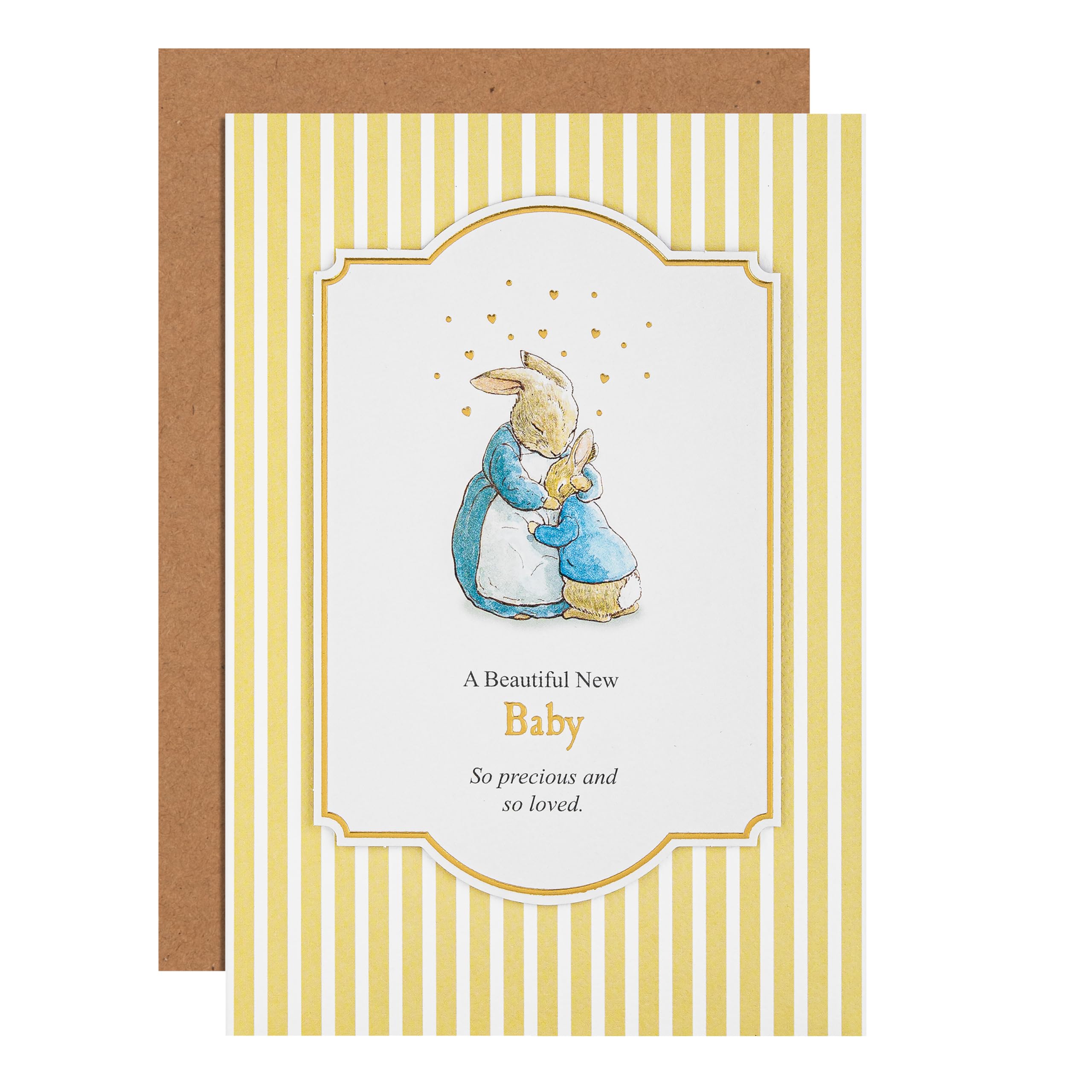 Hallmark New Baby Card, Peter Rabbit, Beatrix Potter, Boy, Girl, Yellow