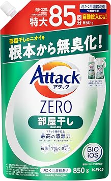 Attack Zero Liquid Laundry Detergent, Deodorizes Room Drying Odors from Roots, Room Drying, Refill, 30.6 oz 850 g