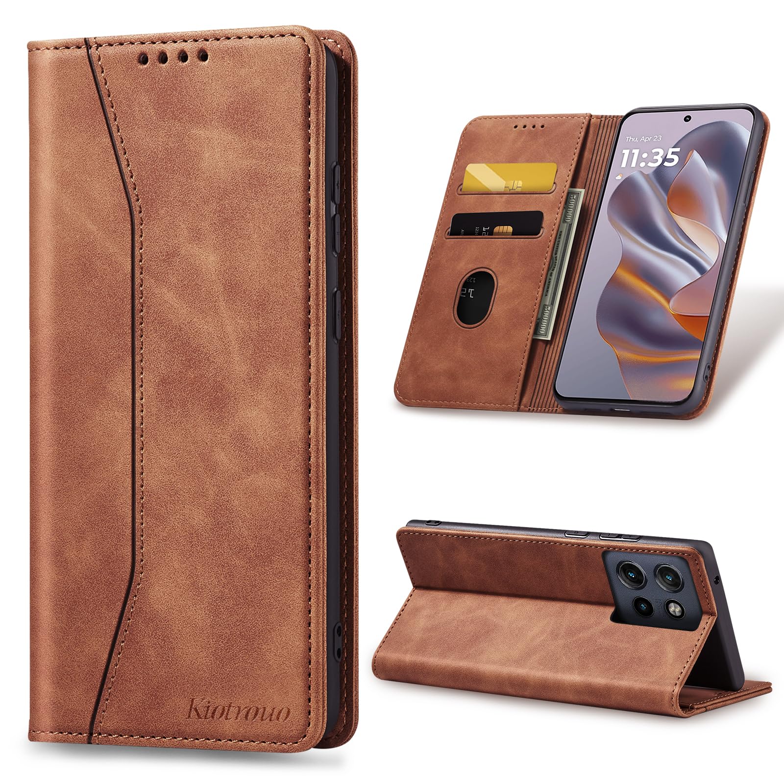 Custodia Portafoglio In Pelle PU Con Supporto E Slot Per Carte Per Motorola Edge 50 Neo/60 Neo/ThinkPhone 25, Rossa