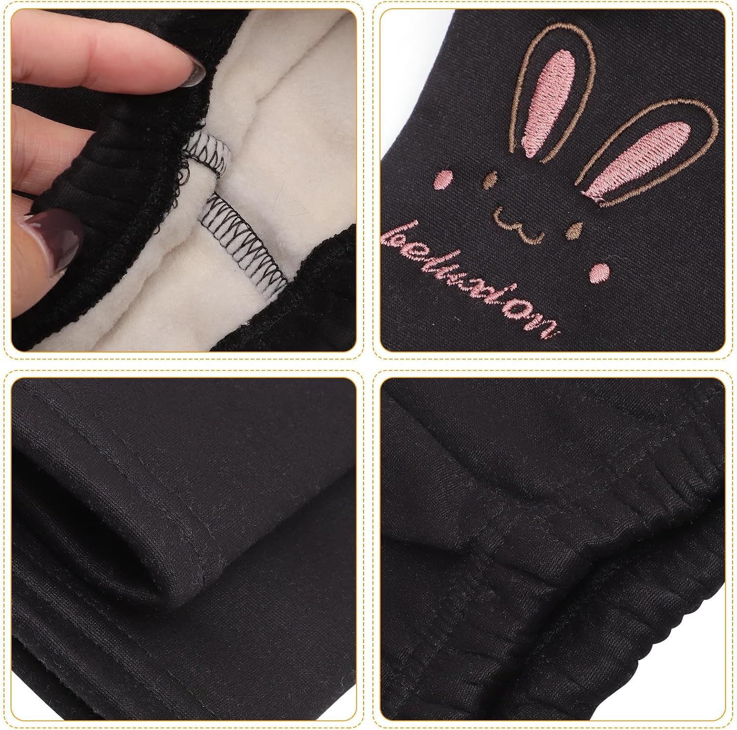 Thick Fleece Lined Leggings Winter Warm Thermal Pants with Cotton and Flannel Material, for Outdoor and Indoor Activities Black