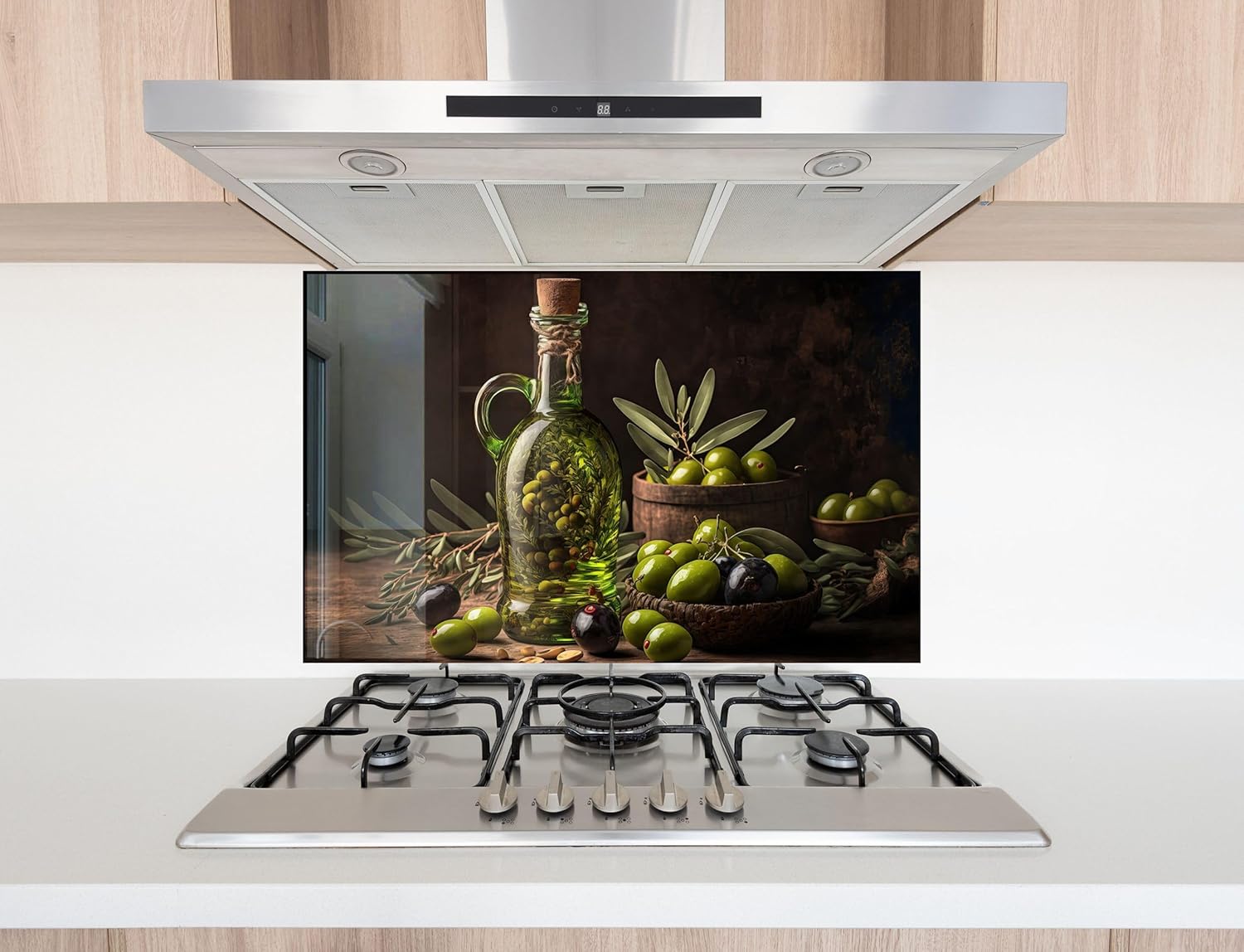 Myphotostation.com 53x53'' Tempered Glass Stove Backsplash Kitchen Tile Decor Stove Back Cover Glass Splashback Tile for Stove Top Cover Toughened Glass Cooker Protector 73