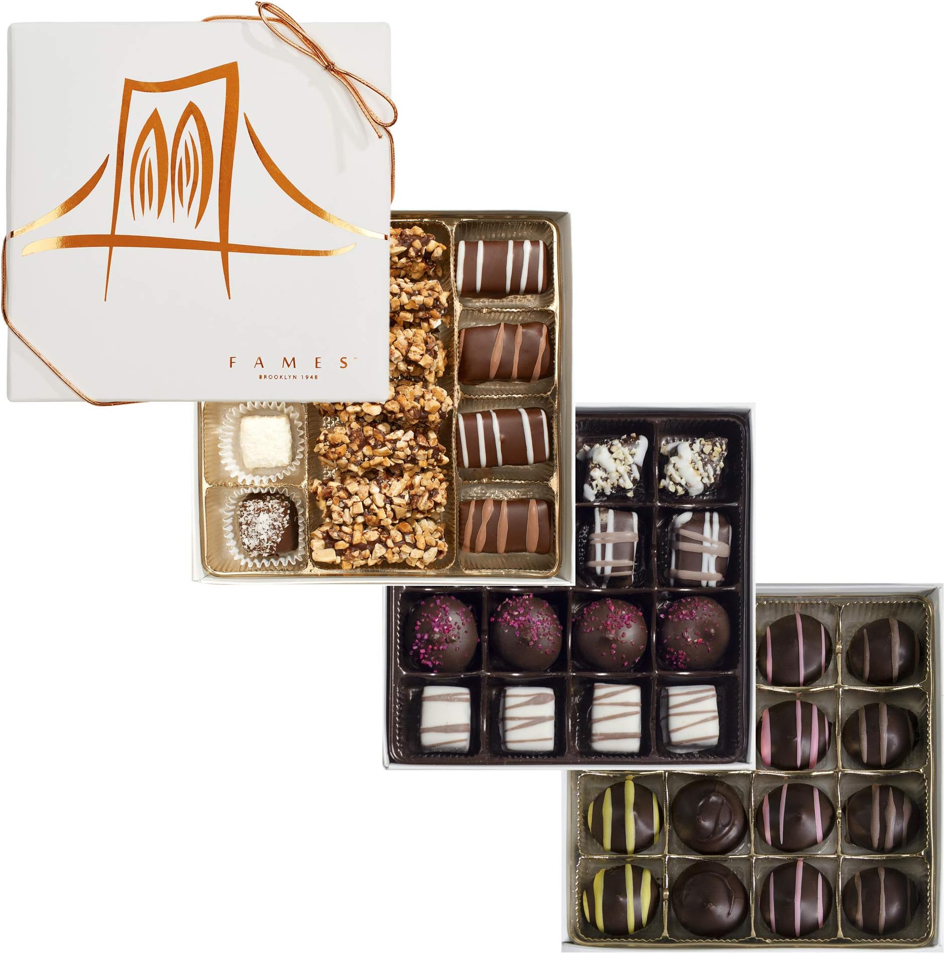 Dark Chocolate Assortment Gift Box - 3 Assorted Chocolate Gift Boxes, 47 pc, Kosher