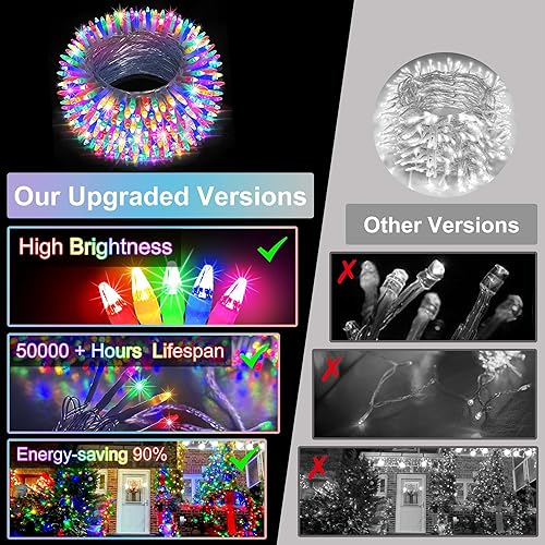 Miniatura 5 de Guirnalda de luces de Navidad de 300 LED de 100 pies, 8 modos de luces conectables, tira de luces para interiores y exteriores con temporizador y