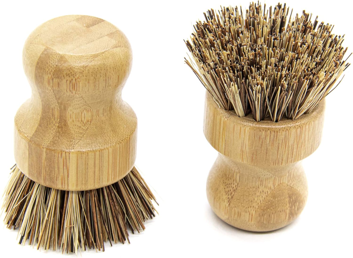 Grеаtеѕt Prоduсt AUEAR, Natural Bamboo Dish Scrub Brush Cleaning Brush Pot Scrubber Brushes Coconut Bristles for Cast Iron Skillet Pots Pans (2-Pack, Deep Color)