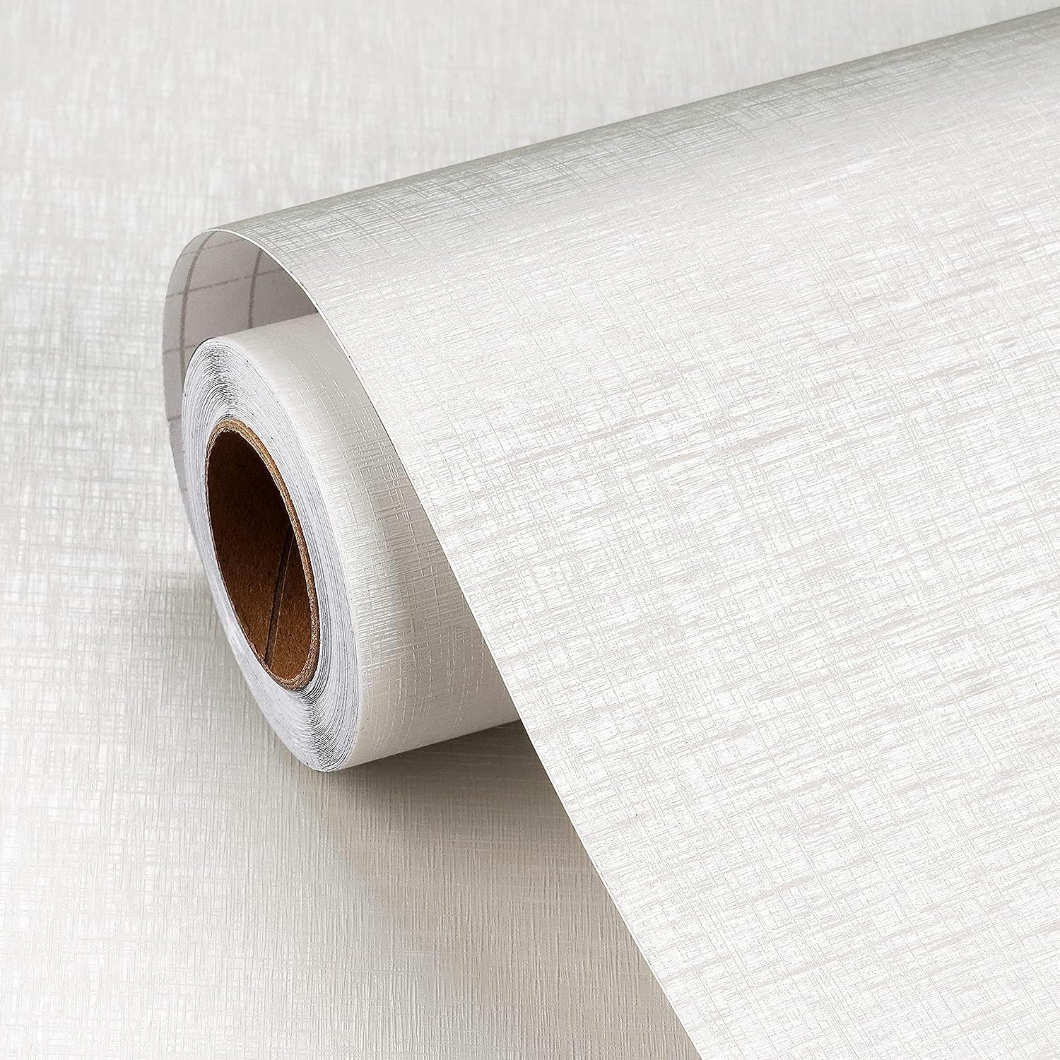 FunStick Papier peint texturé en toile de gazon à décoller et à coller, 40 x 1,200 cm, blanc perle