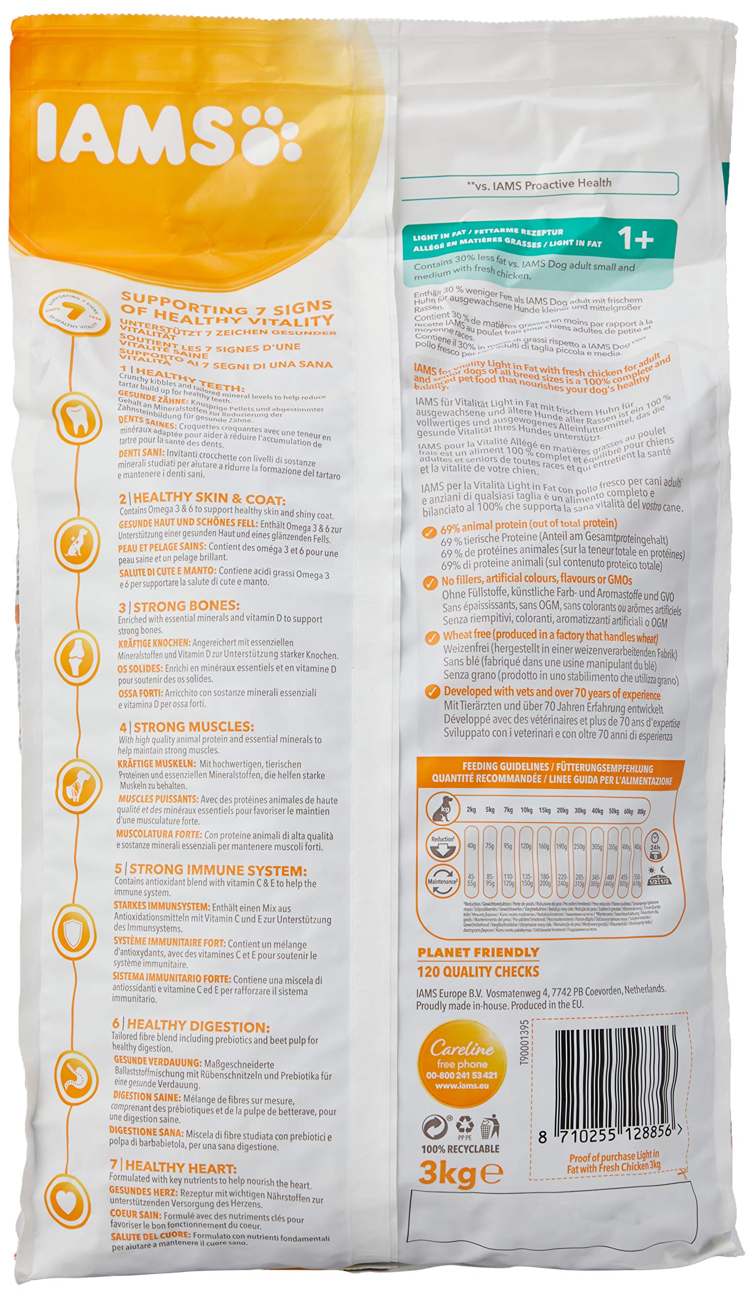 Iams - Croquettes light pour chien - 3 kg - Lot de 3