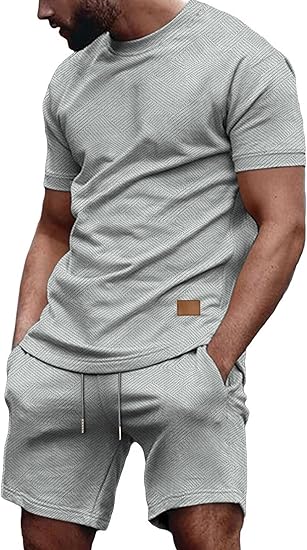 Vssjavun Men's Track Suits 2 Piece Outfits Casual Short Sleeve Shirt and Shorts Set Sweatsuit Summer Tracksuit