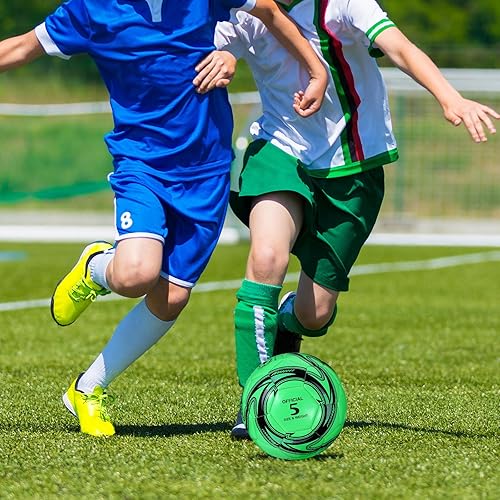 Miniatura 6 de HyDren 2 pelotas de fútbol con inflador, tamaño oficial, para entrenamiento de juegos, operación de Navidad, para interiores y exteriores, regalo