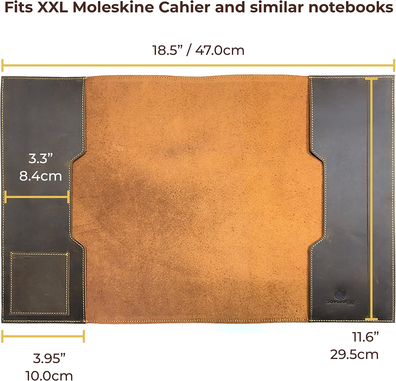 Leather Refillable Journal Cover for Men and Women, Handmade Gift Set for Moleskine Cahier XXL with Stylish Pen and Card Holder, Vintage Classic Notebook, Sketchbook, Planner and Diary (11.6x18.5")