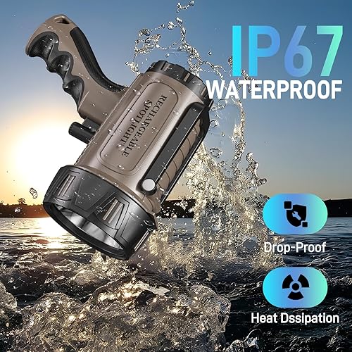 Miniatura 7 de Proyector súper brillante de 100.000 lúmenes, linterna recargable de 10000 mAh, foco de mano, luz de punto de funcionamiento al aire libre más de 72