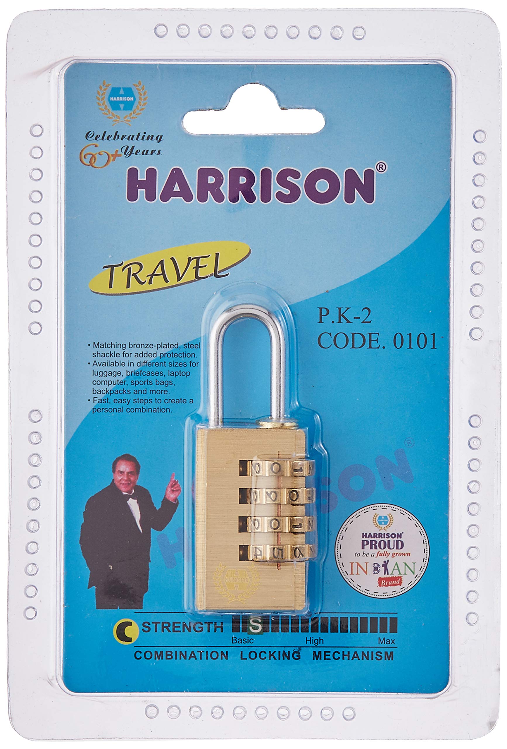 Harrison PK-2 (4 Digit Code)-0101 Padlock, Gold : Amazon.in: Bags, Wallets  and Luggage