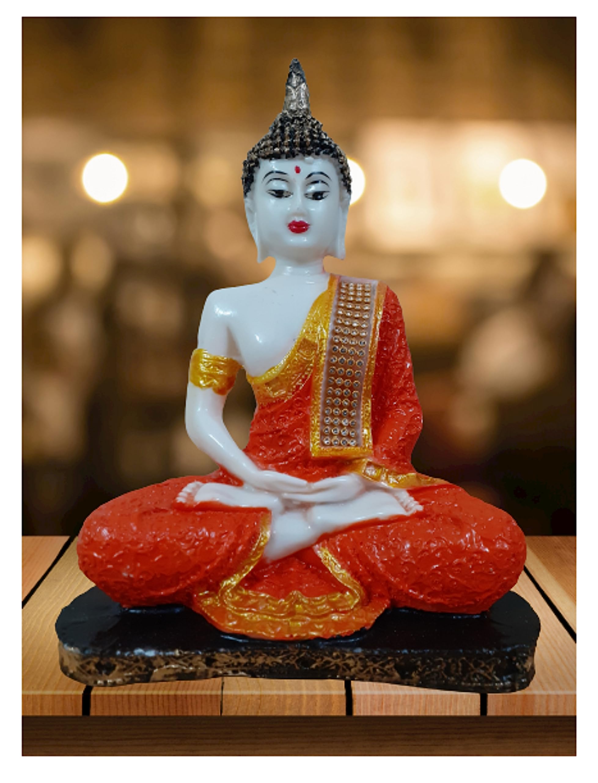 AFTERSTITCHAFTERSTITCH Buddha Statues for Living Room Big Size Modern Decor Statue for Home Living Room Office Garden Decoration Items Decorative Showpiece Figurine (Golden)