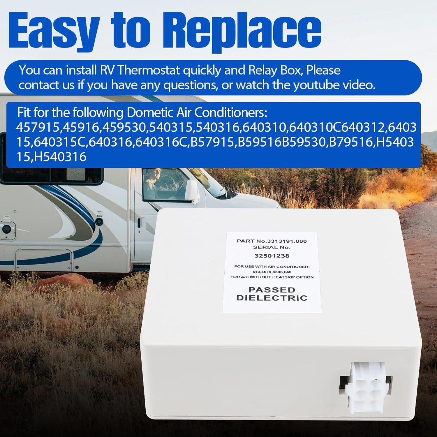 3316230.000 RV Wall Thermostat Relay Box Kit with LCD Display Replacement for Dometic,Control Kit for Cool/Furnace Control for RV/Camper Conditioners 3316230.700