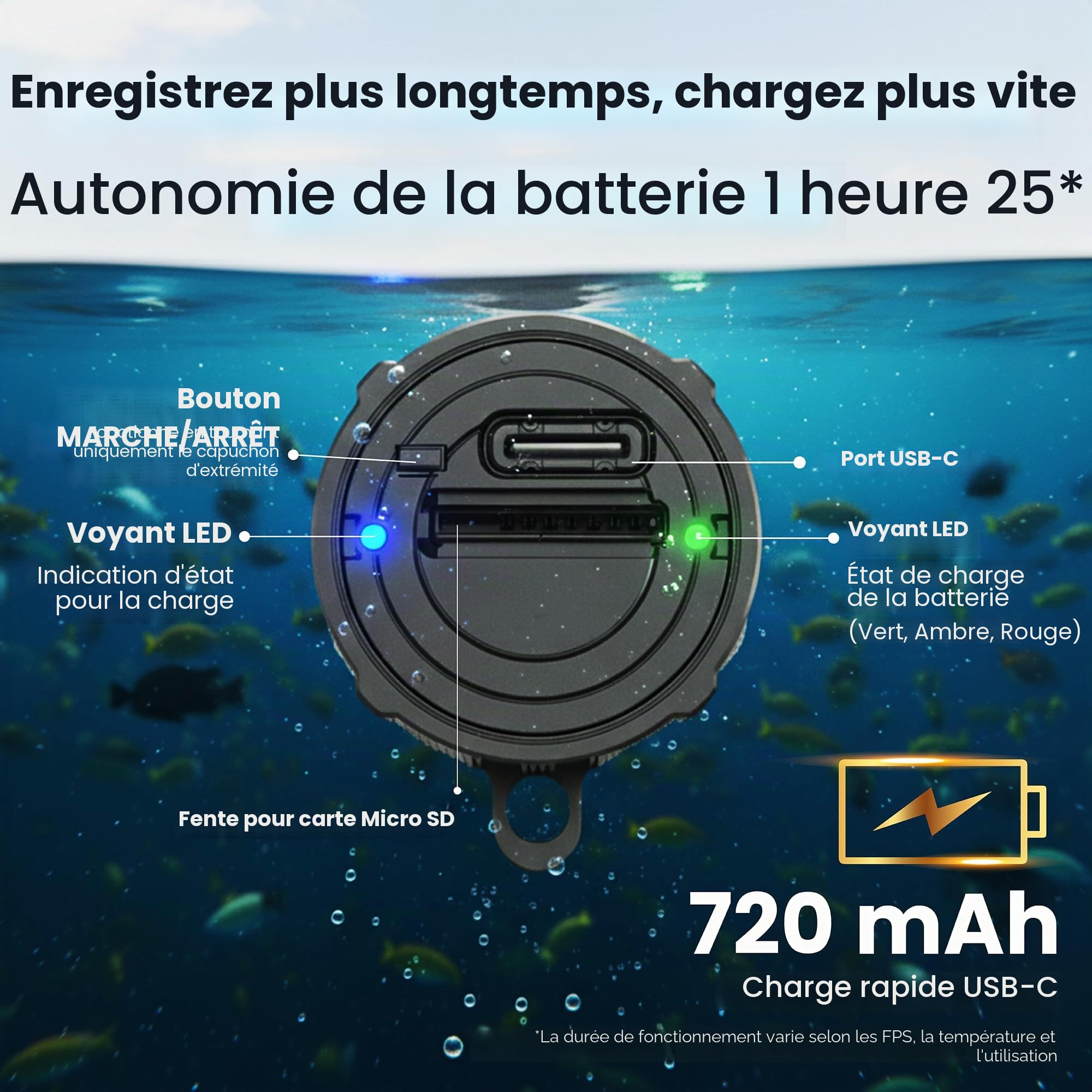 Westin Underwater Explore Camera 28 g – Accessoires de pêche pour la pêche à la Carpe, caméra de Trail avec Full HD 1080p, étanche 200 m, Couleurs Vives, Batterie 1 h 25 Min