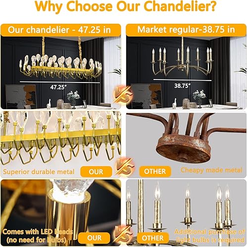 Miniatura 27 de Candelabro moderno de rama de árbol, 47.24 pulgadas, ramas de árbol de dinero, lámparas de cristal dorado, accesorios de iluminación colgantes