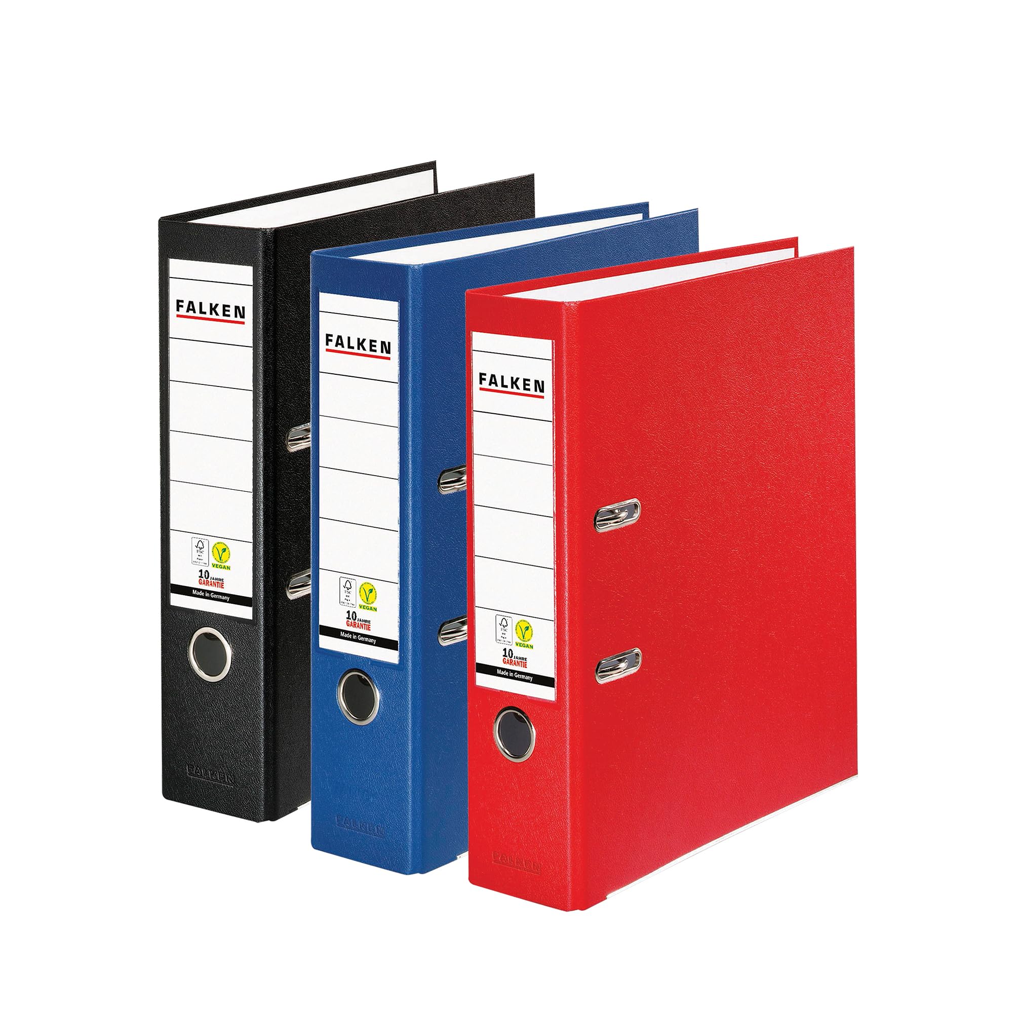 Original Falken Polypropylene Colour Folder 8 cm Wide DIN A4 Assorted Colours Vegan Plastic Folder Letter Folder Office Folder Plastic Folder Pack of 3