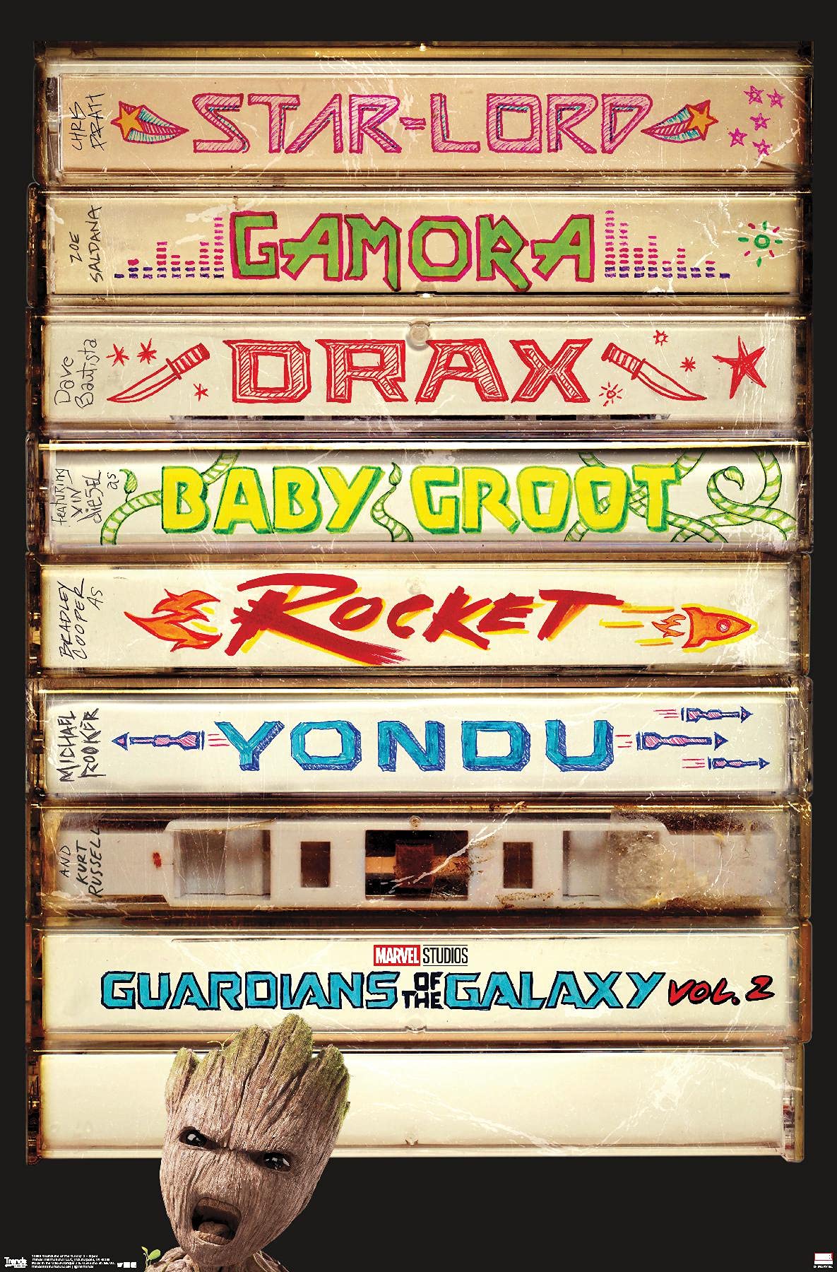 Trends International Marvel Cinematic Universe - Guardians of the Galaxy 2 - Tapes Wall Poster, 22.375" x 34", Premium Unframed Version