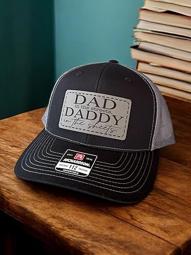 Miniatura 7 de Dad In The Streets Daddy In The Sheets Hat Mens Funny Dad Baseball Cap (CharcoalBlk with Rawhide Patch)