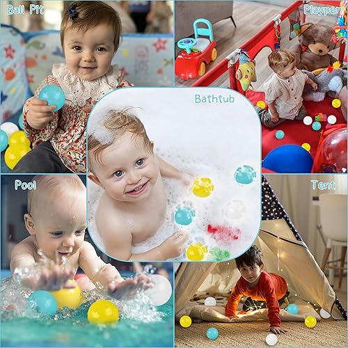 Miniatura 7 de Pelotas de bolas 100, bolas de plástico a prueba de aplastamiento para bebés de 1 a 3 años con bolsa de malla, 3 colores (2.17 pulgadas), verde