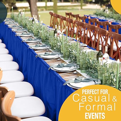 Miniatura 197 de Exquisite Falda de mesa con volantes, color marrón, paquete de 2 faldas de mesa de 14 pies de largo para mesas rectangulares de 6 pies o faldas