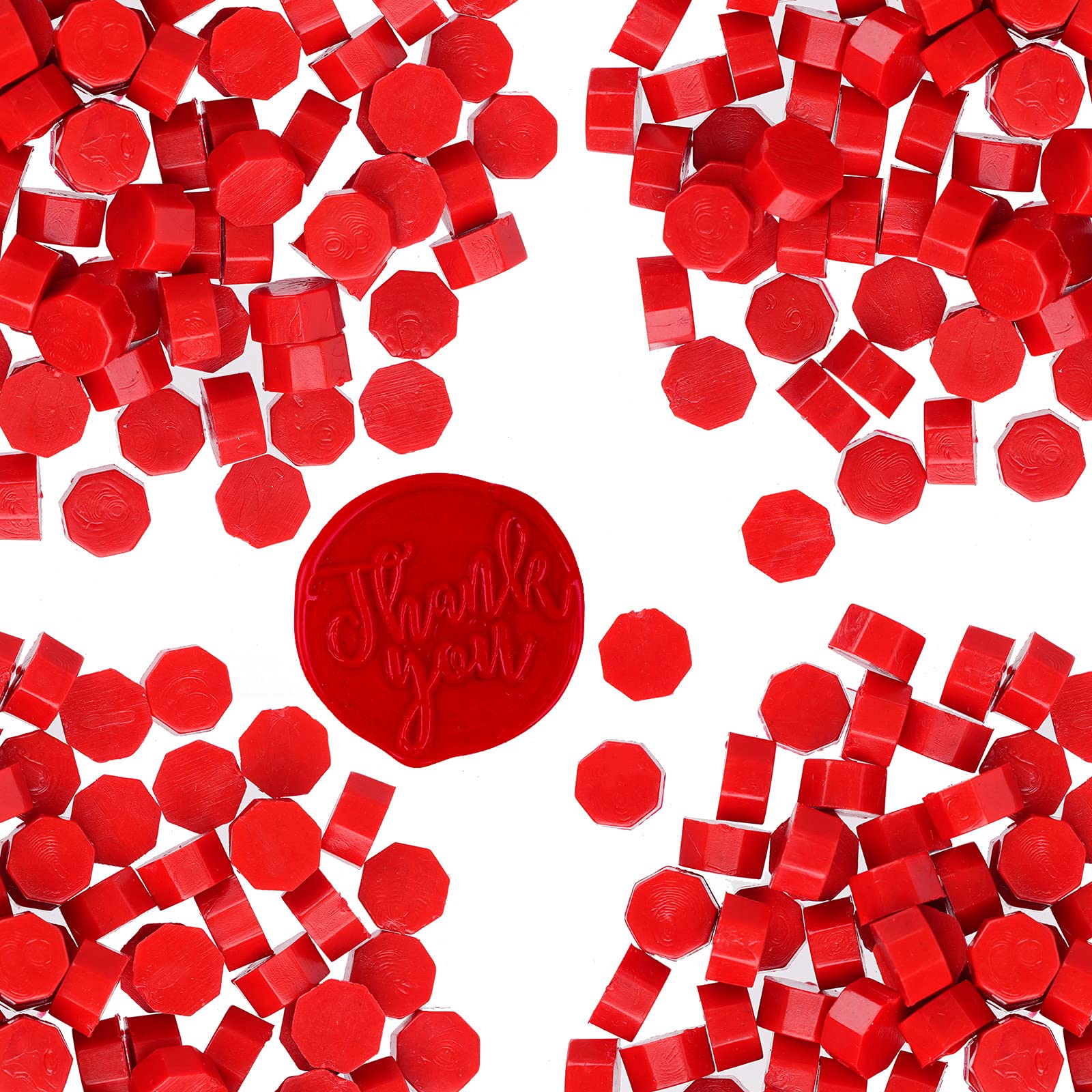 102 cuentas octogonales de cera, cuentas de cera de sellado rojo de alta calidad para cartas y certificados, tarjetas del día de San Valentín, invitaciones de boda, paquete de vino, envoltura