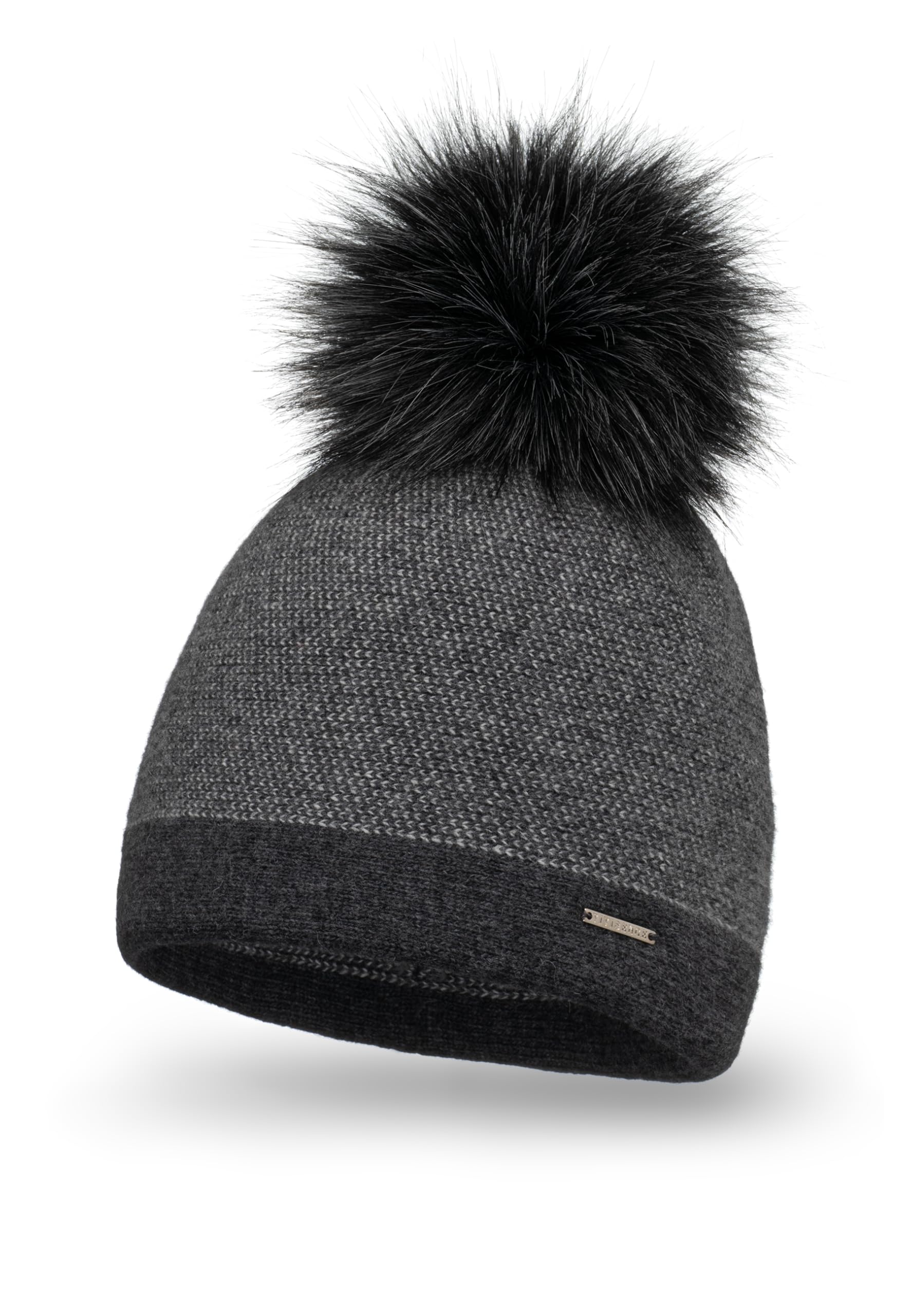 VIVISENCE Winter Mütze Für Damen Beanie Mit Bommel Strickmütze Subtilem Pepitamuster Perfekte Passform Herbst Gemütlich Ideal Für Kalte Wintertage Und Outdoor-Aktivitäten Modell 7095