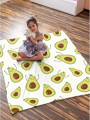 Miniatura 5 de Darani Manta de franela ligera con cara divertida de aguacate, súper suave y acogedora, cálida y ligera, manta de franela suave de 60 x 50 pulgadas,