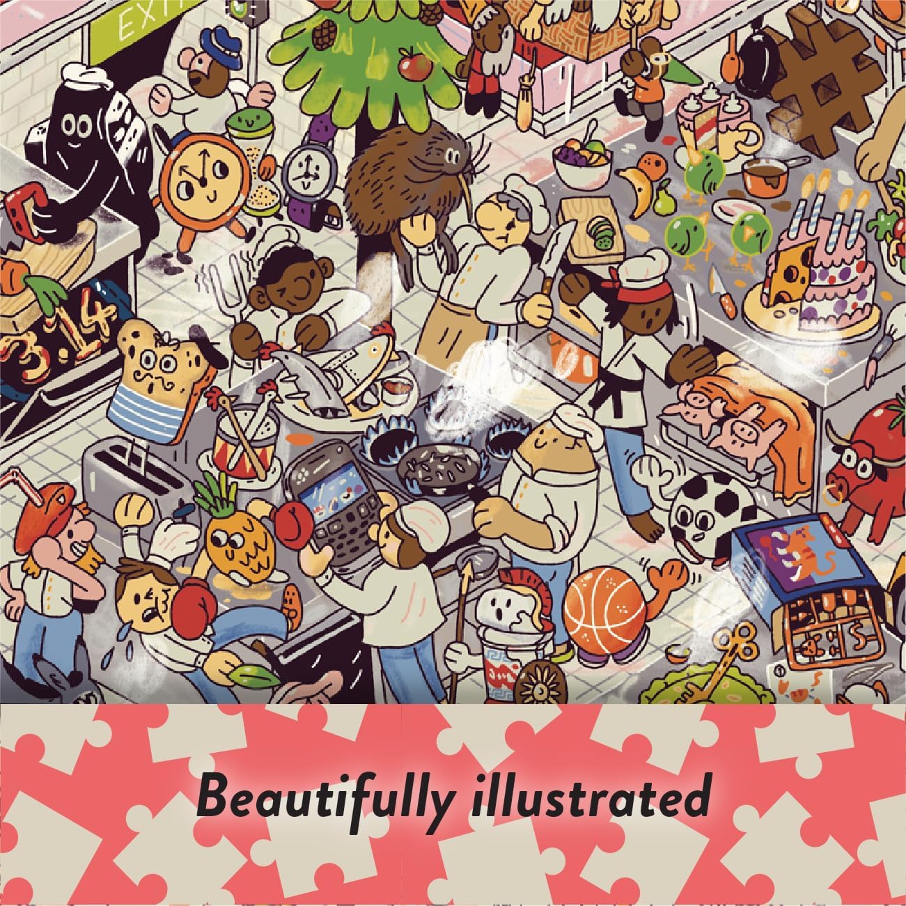Chaos in the Kitchen: Jigsaw Puzzle with 101 Hidden Food and Drinks to Discover, for Food Lovers and Perfect as a Gift