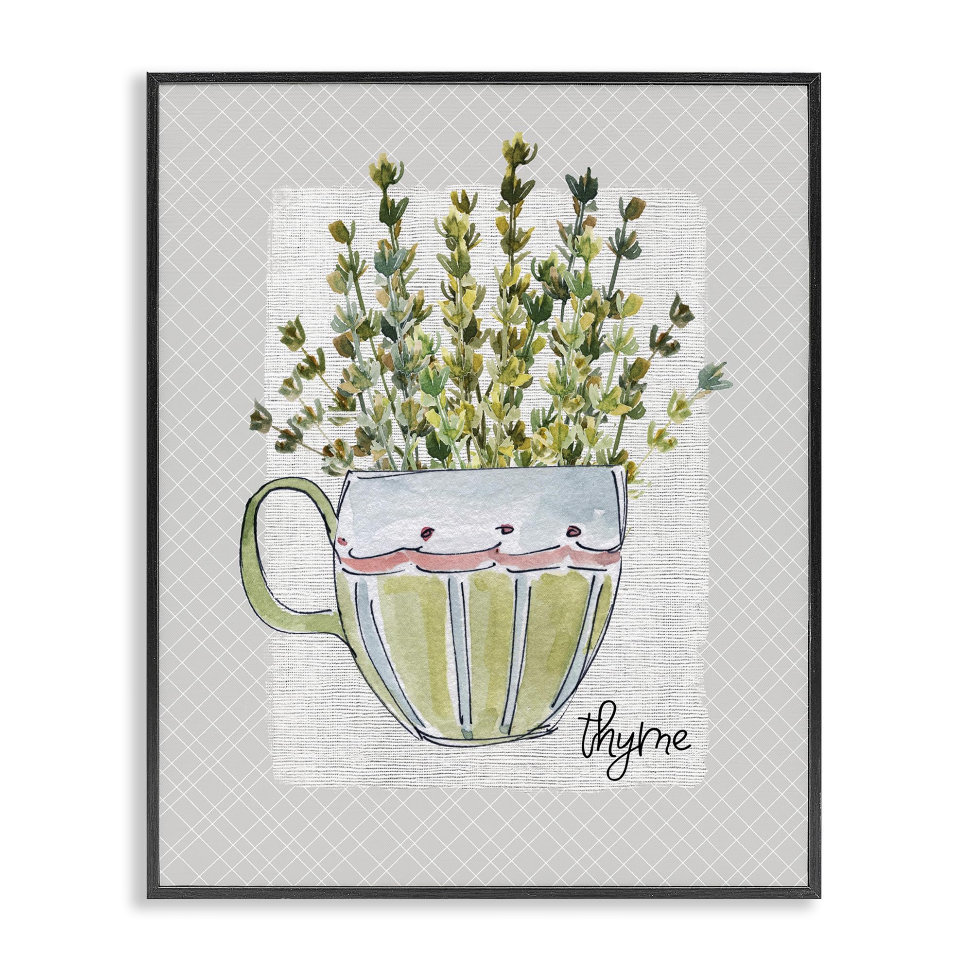 Stupell Industries Midnight Black (Textured) 'Thyme Herb Mug'| Framed Giclee Art
