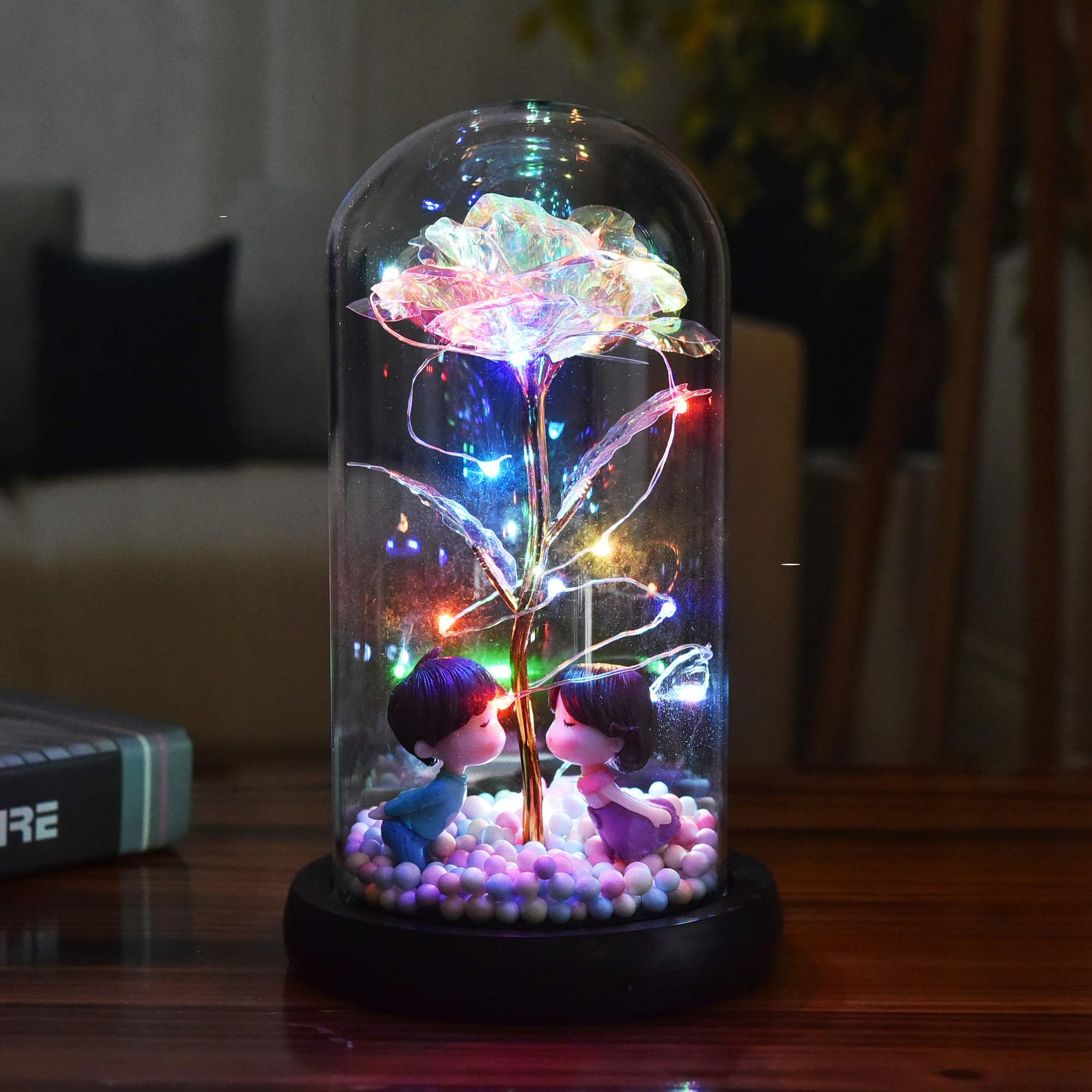 Galaxy Rose Gifts For Women Mothers Day Mom Gifts Valentine's Day Gifts For Her Wife Gifts For Girlfriend Women Valentines Gifts Mothers Gifts Forever Infinity Crystal Glass Flowers Birthday Gifts (A)