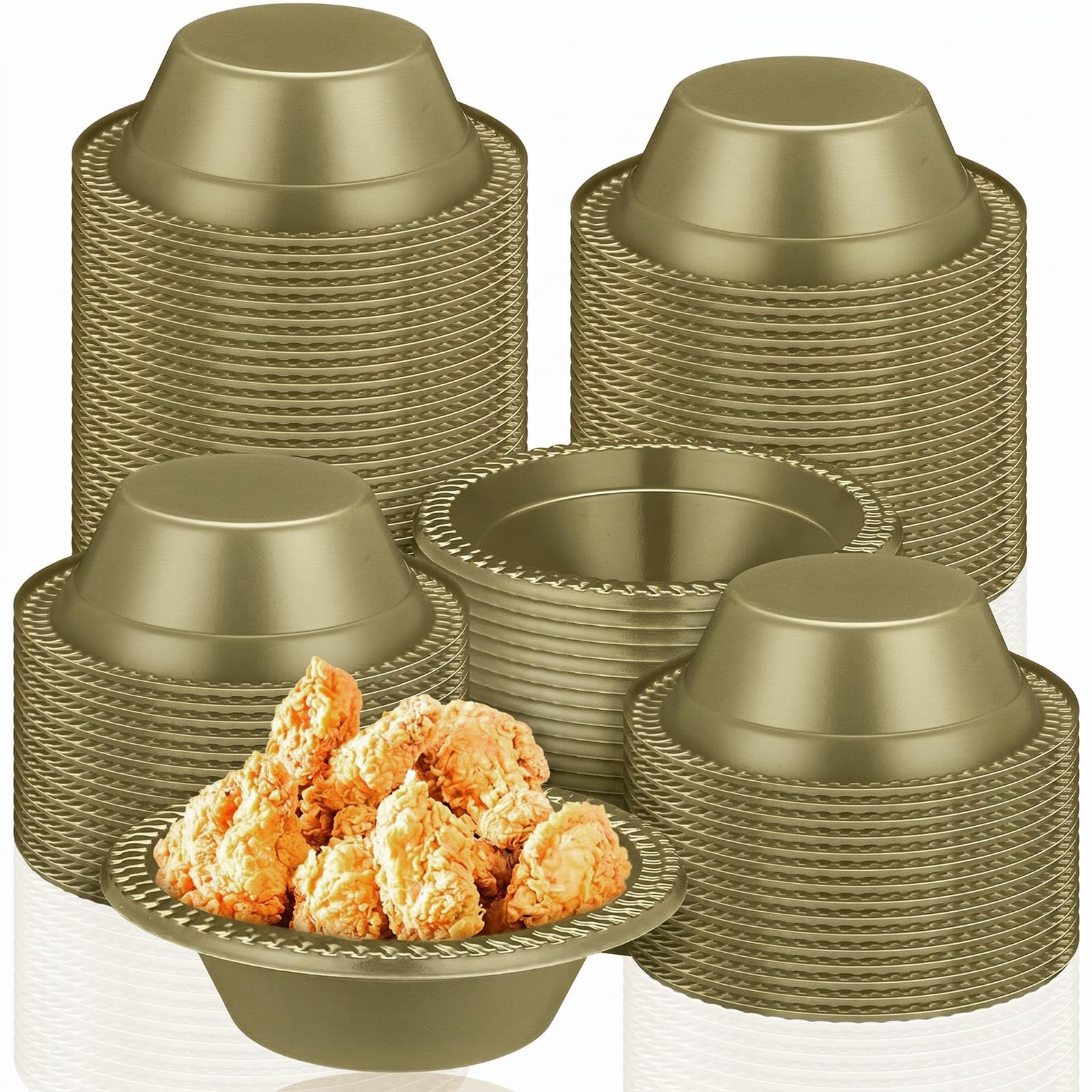 Lallisa 100 Pcs 12oz Gold Disposable Plastic Bowls Party