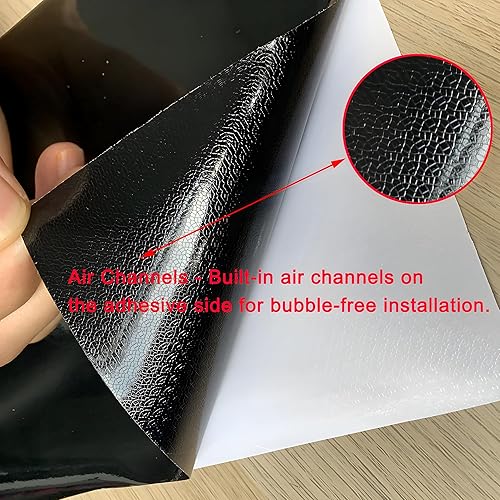 Miniatura 3 de LZLRUN Burbuja autoadhesiva de vinilo negro brillante de liberación de aire, clasificación para exteriores para uso automotriz, cuchillo de 12 x 60