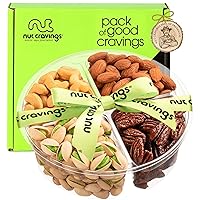 Vista 23 de NUT CRAVINGS - Cesta de regalo de frutas secas y frutos secos mixtos + cinta verde (7 surtidos, 2 libras) arreglo de alimentos, paquete de cuidado
