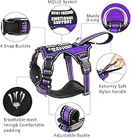 Vista 3 de WINSEE Arnés para perro de servicio sin tirones con 7 parches para perros, arnés reflectante para mascotas con mango acolchado suave y duradero