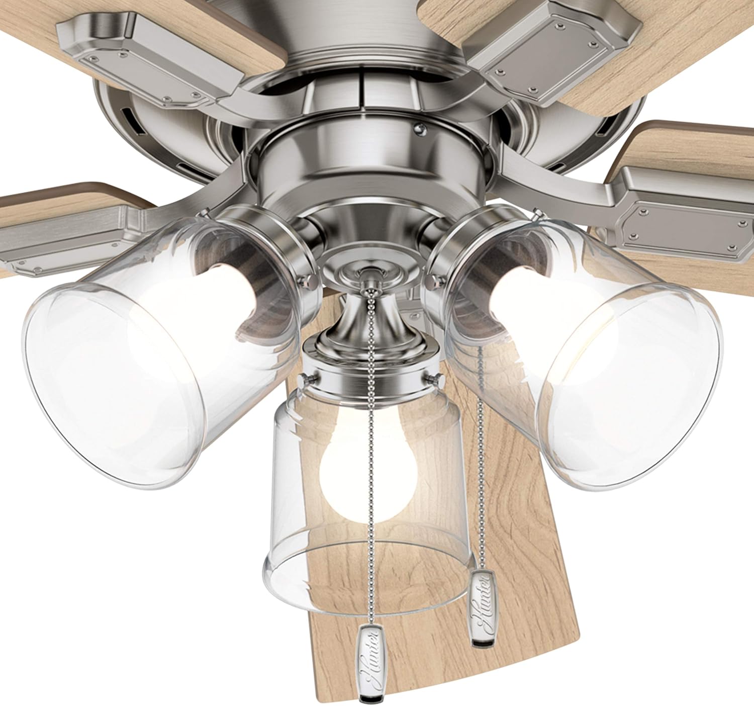 Hunter Fan 52 inch Casual Brushed Nickel Indoor Ceiling Fan 5-Blades with LED Lights (Renewed)