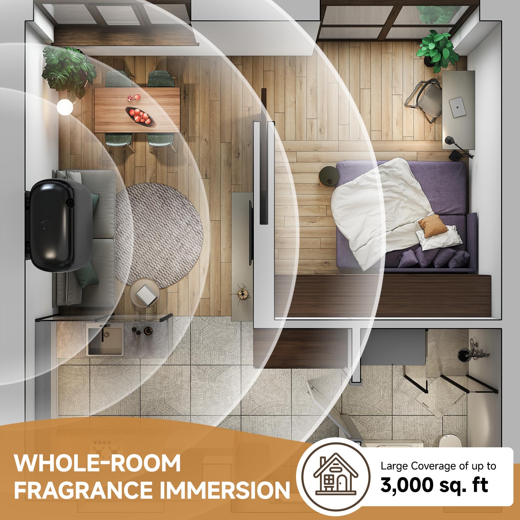 Diffusore di oli essenziali senz'acqua per casa e hotel, copertura di 3000 mq Smart Aromaterapia Profumo Air Machine, nebulizzatore ad aria fredda da 400 ml