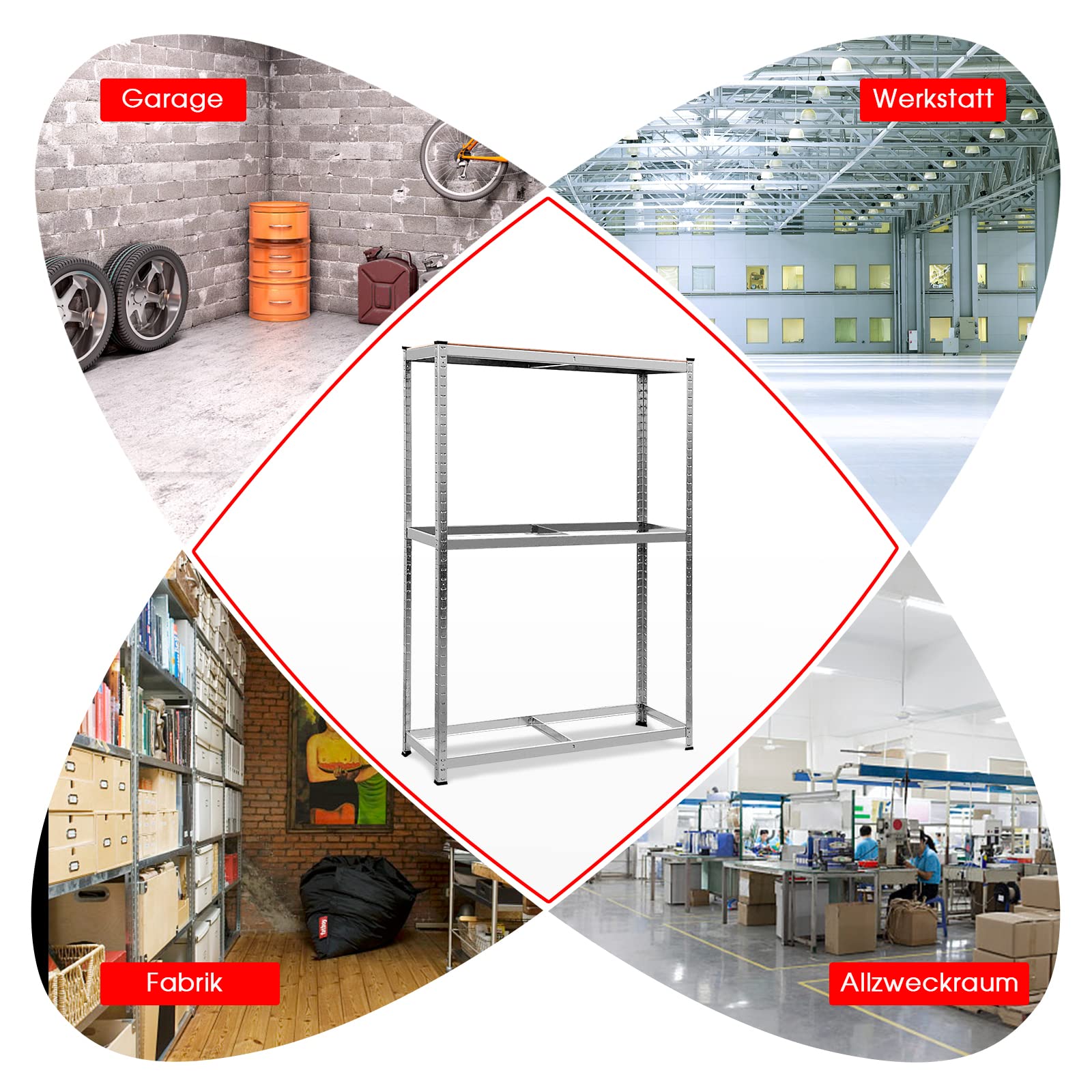 GYMAX Höhenverstellbares Reifenregal für 8 Reifen, mit 3 Ebene, 120 x 40 x 180 cm, aus Metall & MDF-Holz, max. 795 kg belastbar, für Garage Keller Werkstatt, Silbern