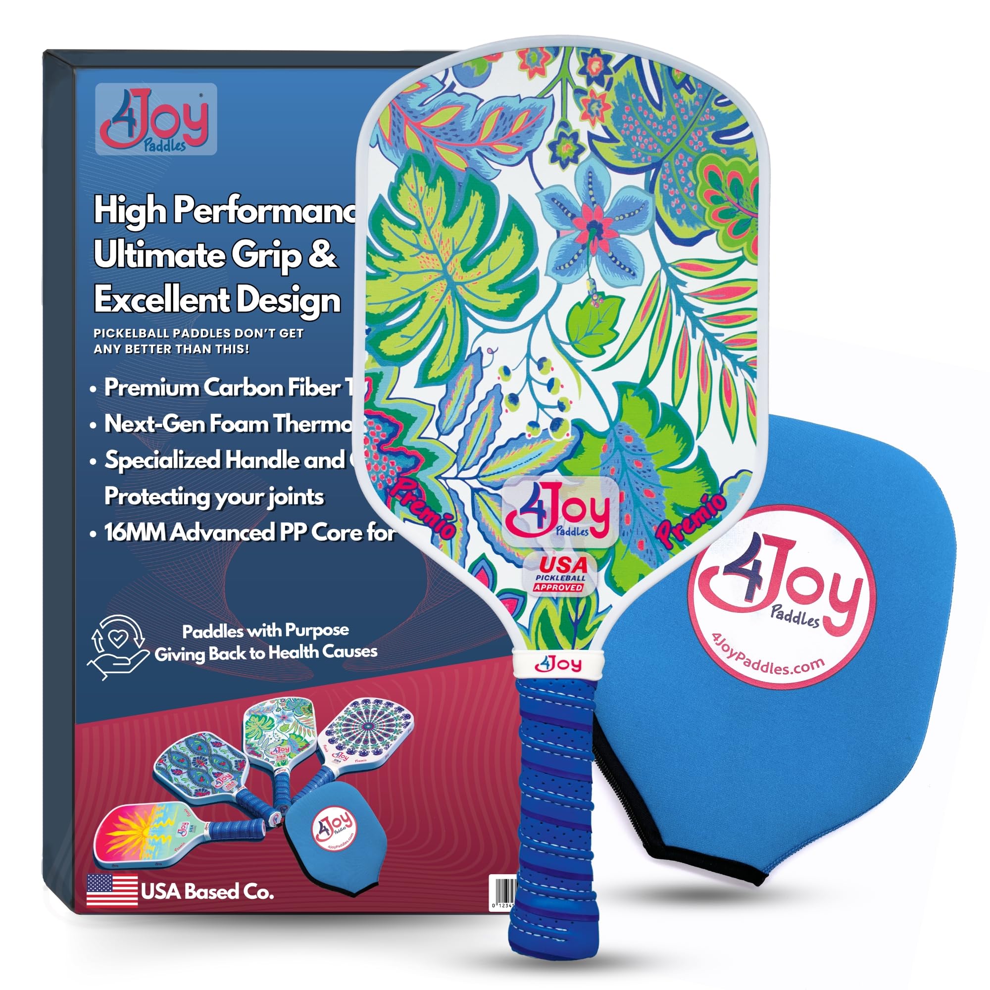 4Joy Pickleball Paddle Premio Series - Thermoformed Premium T700 Carbon Fiber Pickleball Paddless - Professional Pickleball Rackets for Women & Men -