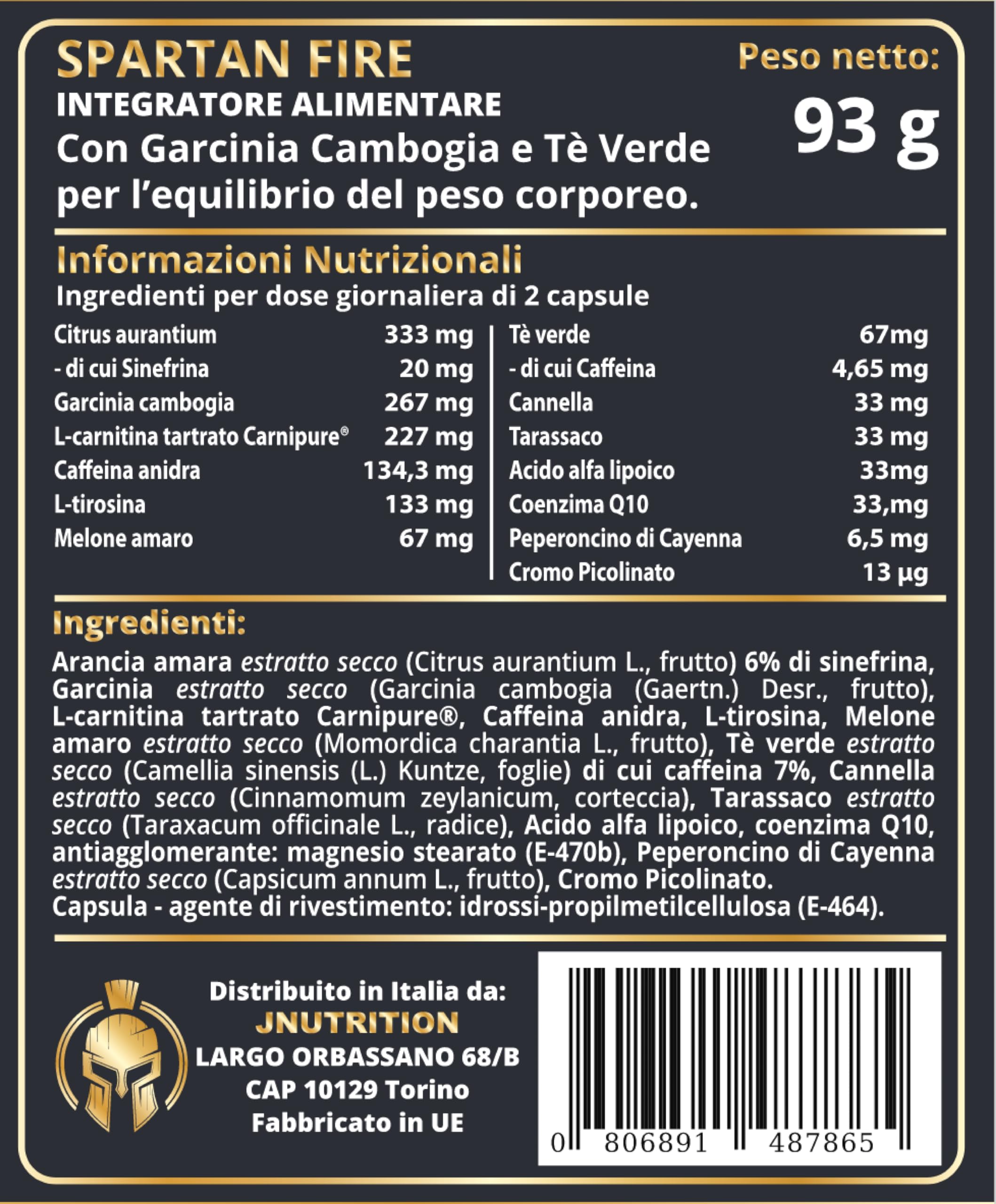 FIRE termogenico, brucia grassi con Garcinia Cambogia e controllo del senso di fame, Indicato per diete ipocaloriche destinate al dimagrimento.. (100)