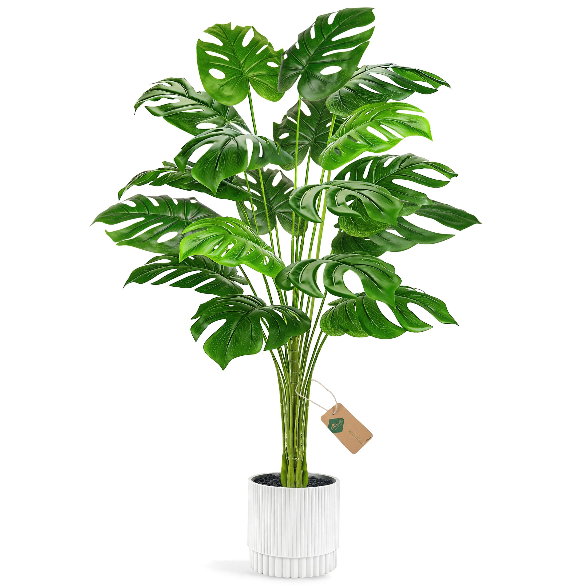 Der Rose 44" Artificial Plants Indoor, Monstera Floor Plant in White Pot