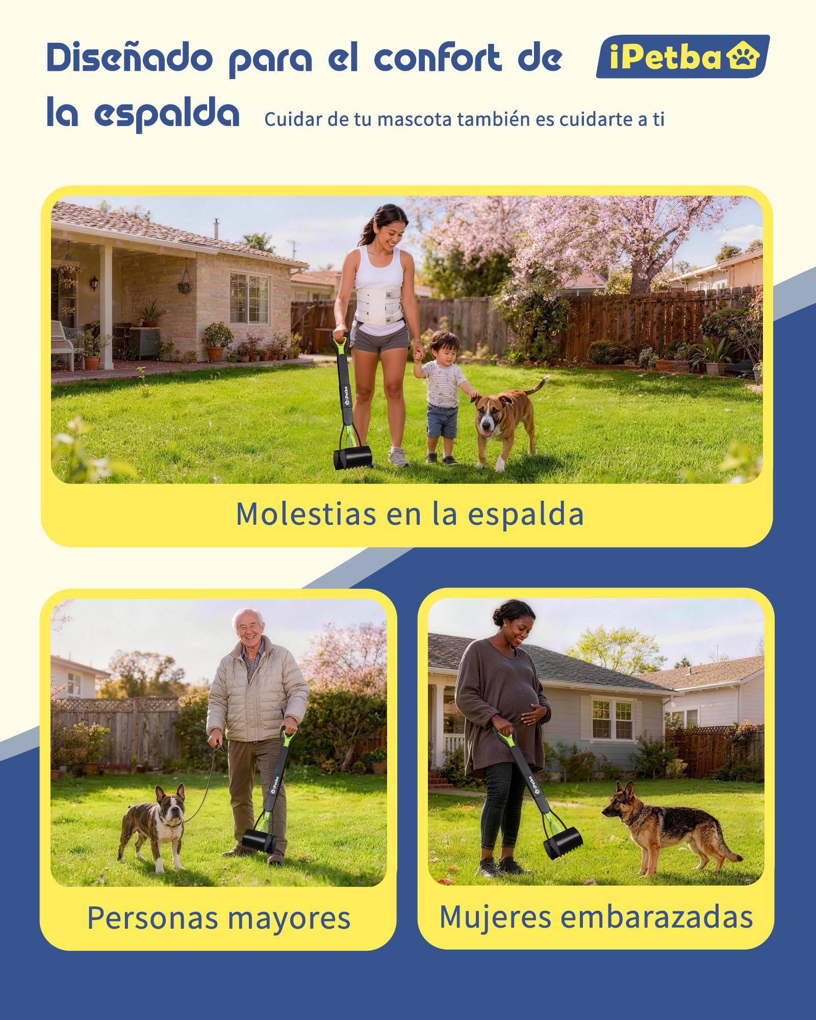 80cm Recoge Cacas de Perros Mango Largo Sin Necesidad de Agacharse Recogedor Plegable Dog Pooper Scooper para Grava, Tierra, Césped